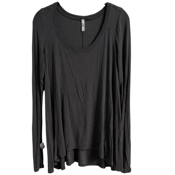 Free People Ribbed Long Sleeve Scoop Neck A Line Swing Tee Size Small - Picture 11 of 11